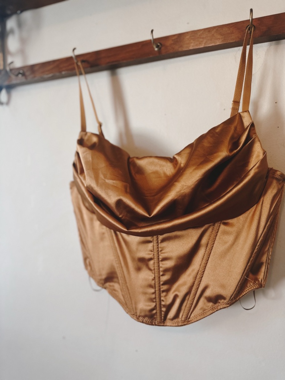 Urban Outfitters Bronze Satin Bustier Top